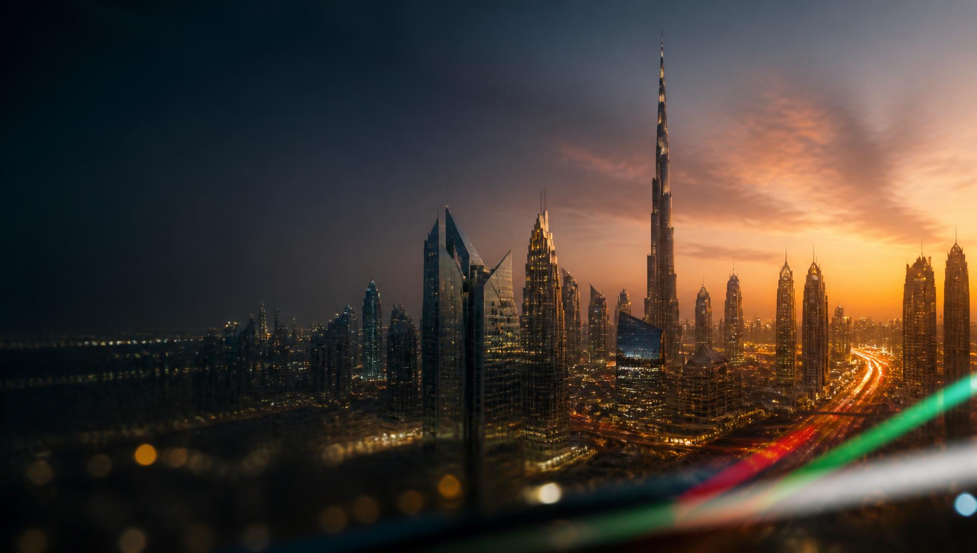 Dubai skyline at twilight representing UAE Vision 2031
