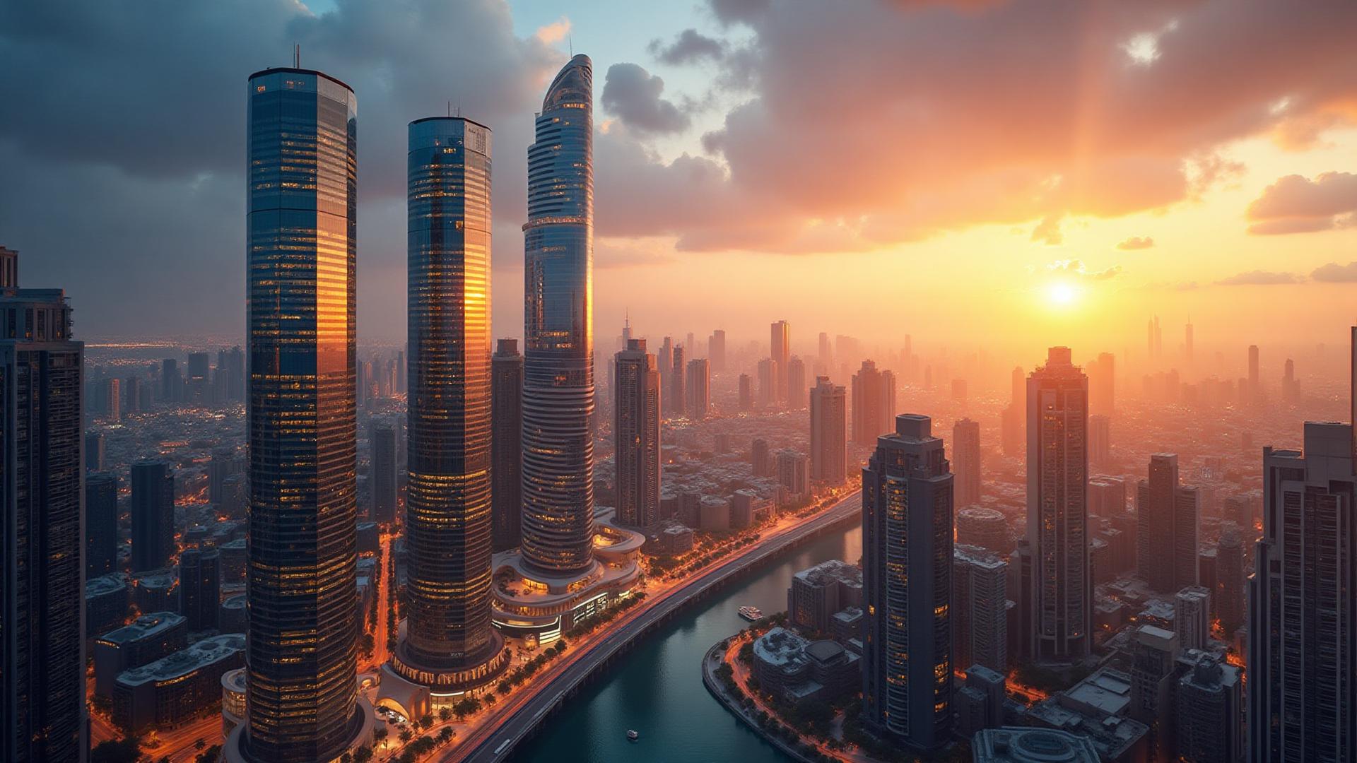 Dubai DIFC Skyline at Golden Hour